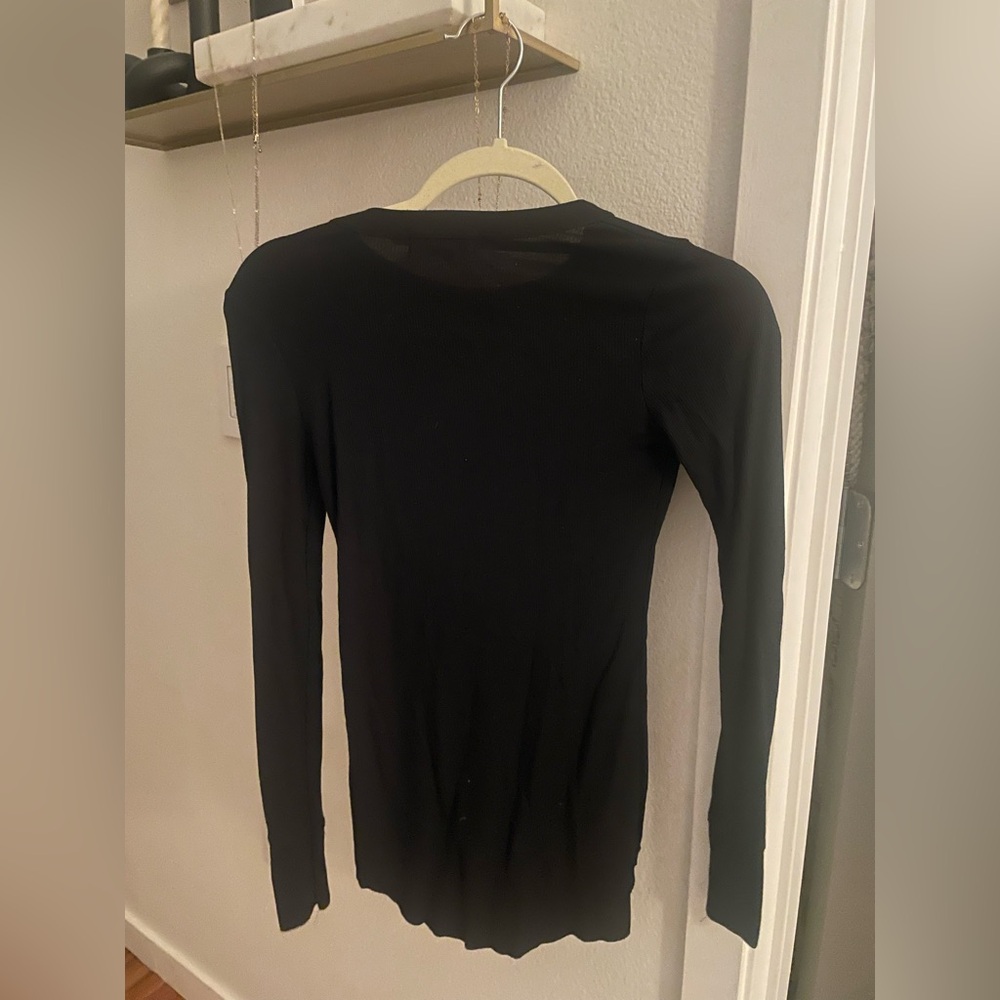 Treasure & Bond Black Long Sleeve Ribbed t-shirt Black: XS